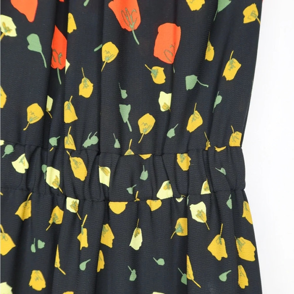Banana Republic Black California Poppy Floral Print High Neck Midi Dress - Picture 5 of 9